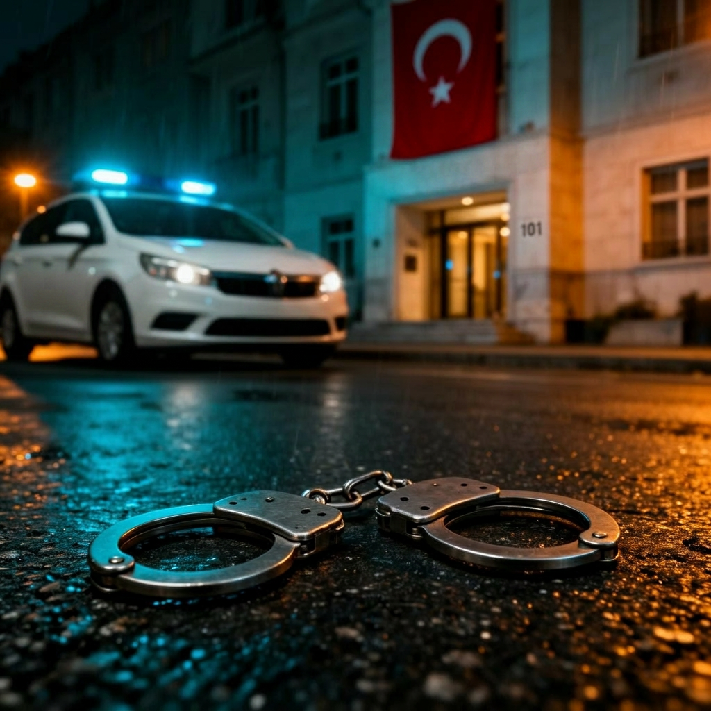 Akşam saatlerinde, boş pirinç tabelası olan bir Avrupa konsolosluğu binası